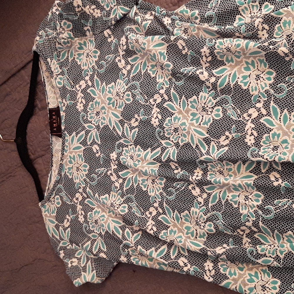 XL Amana blouse in Turquoise and Navy